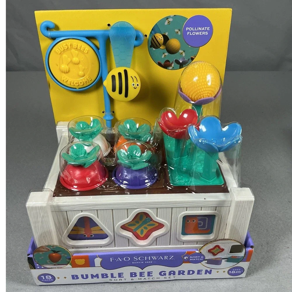 FAO Schwarz Bumble Bee Garden Sort & Match Set 18 Pieces Toddler 18M+ New